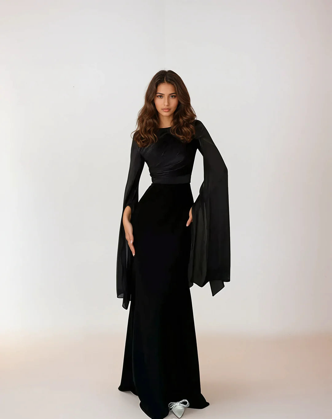 Modest Elegant Satin Maxi Dress Black